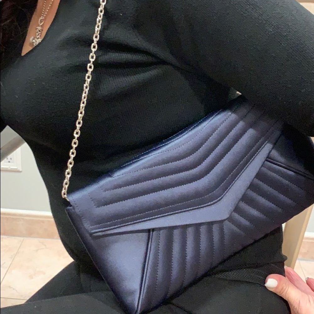 Navy Satin Evening Bag